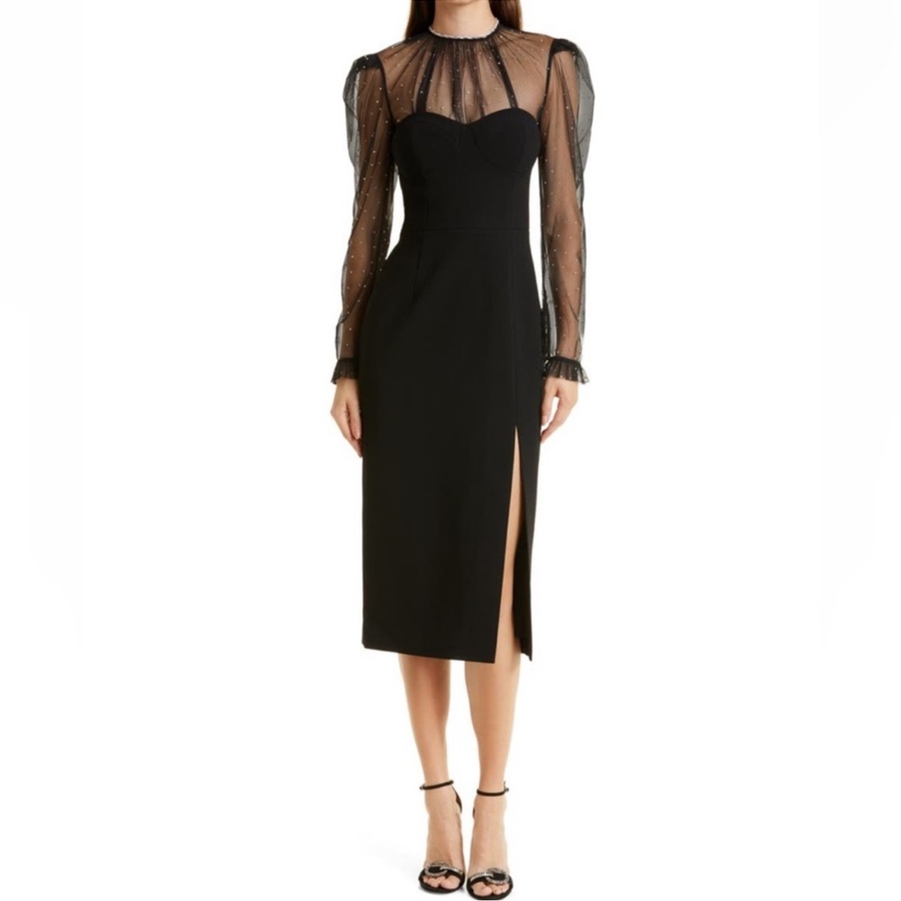 Rebecca Vallance Alyssa Diamanté Pencil Dress Black 2 NWT